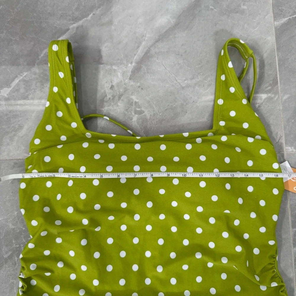 Women’s Kona Sol High Coverage One Piece Swimsuit Strappy Back Polka Dot Size XL